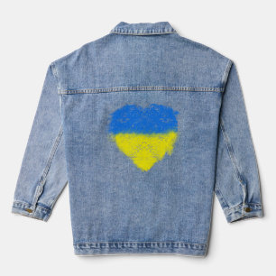 Einfaches Herz mit den Farben der ukrainischen Fla Jeansjacke