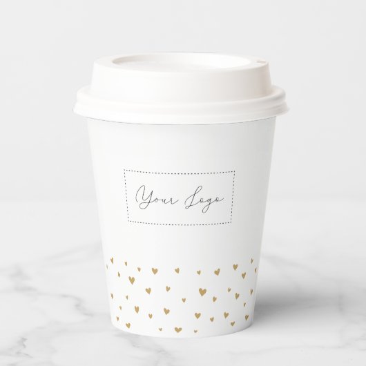 Einfaches Herz-Muster Geschäft-Logo Custom Pappbecher (Vorderseite)