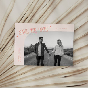 Einfaches Herz-Pfirsich-Gebogener Rahmen-Foto Save The Date