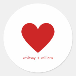 Einfaches Herz Rot Moderne Liebe Minimalistisch Ch Runder Aufkleber