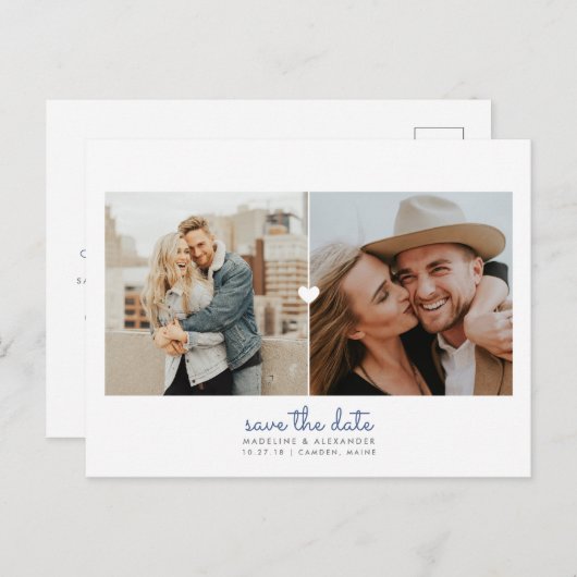 Einfaches Herz Save the Date Postkarte (Vorne/Hinten)