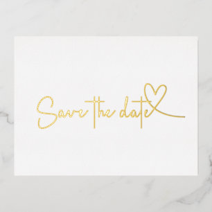 Einfaches Herz Save the Date Real Gold Folie Einladungspostkarte