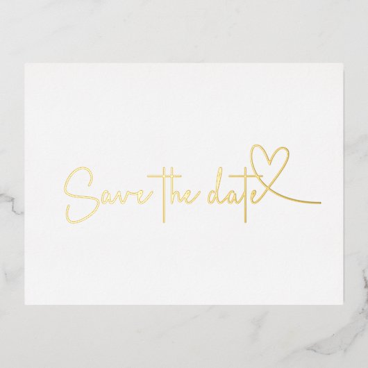 Einfaches Herz Save the Date Real Gold Folie Einladungspostkarte (Vorderseite)