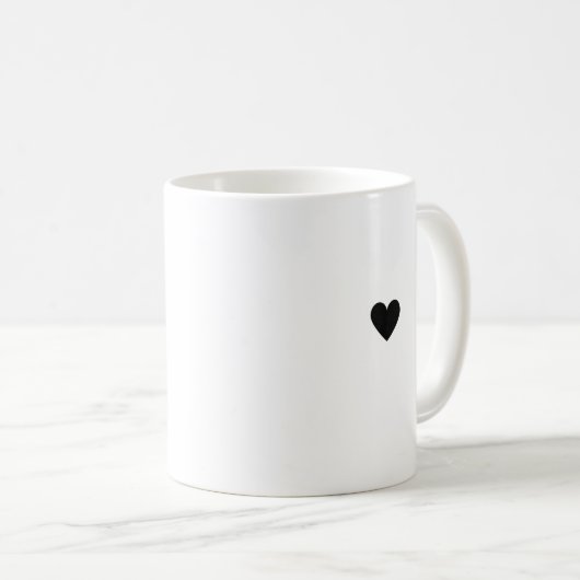 Einfaches Herz Schwarz-weiß Moderne Minimalistisch Kaffeetasse (VorderseiteRechts)