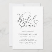 Einfaches Herz Script Bridal Dusche Einladung (Vorderseite)