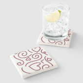 Einfaches Herzmuster Steinuntersetzer (Seitenansicht)