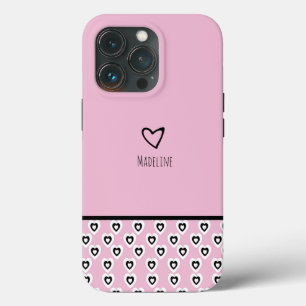 Einfaches Herzmuster Wiederholung der Grenze Rosa Case-Mate iPhone Hülle