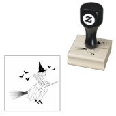 Einfaches Hexenmädchen mit Fledermäusen auf einem Gummistempel (Stempel)