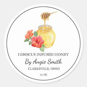 Einfaches Hibiskus-Infusionshonig-Label Runder Aufkleber