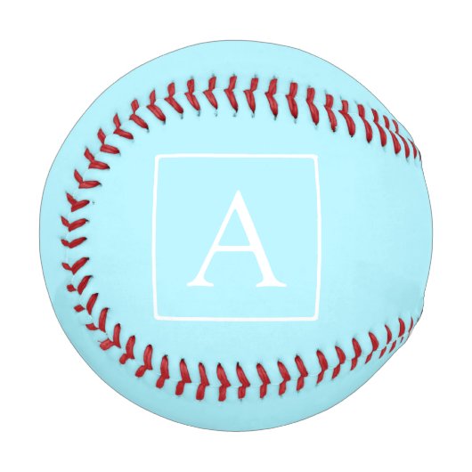 Einfaches Himmelblau Monogramm Baseball (Vorderseite Links)