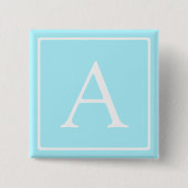 Einfaches Himmelblau Monogramm Button (Vorderseite)