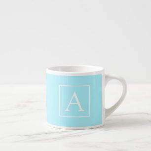 Einfaches Himmelblau Monogramm Espressotasse