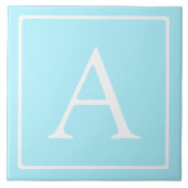 Einfaches Himmelblau-Monogramm Fliese (Vorderseite)