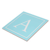 Einfaches Himmelblau-Monogramm Fliese (Seite)