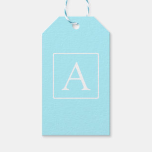 Einfaches Himmelblau Monogramm Geschenkanhänger