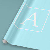 Einfaches Himmelblau-Monogramm Geschenkpapier