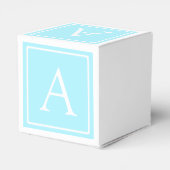 Einfaches Himmelblau-Monogramm Geschenkschachtel (Rückseite)