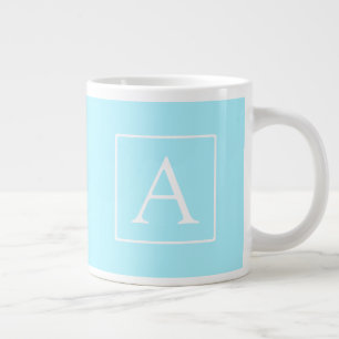Einfaches Himmelblau-Monogramm Jumbo-Tasse
