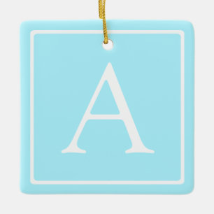 Einfaches Himmelblau-Monogramm Keramikornament