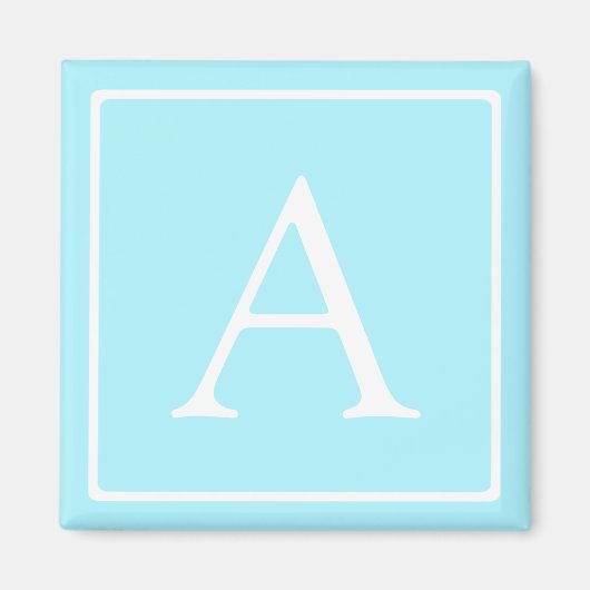 Einfaches Himmelblau-Monogramm Magnet (Vorne)