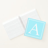 Einfaches Himmelblau-Monogramm Notizblock (Innenseite)