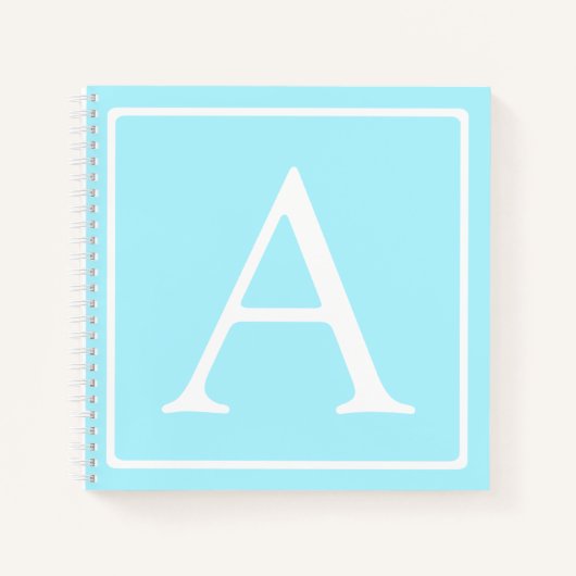 Einfaches Himmelblau-Monogramm Notizblock (Vorderseite)