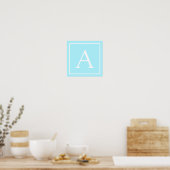 Einfaches Himmelblau-Monogramm Poster (Küche)
