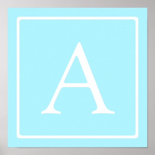 Einfaches Himmelblau-Monogramm Poster (Vorne)