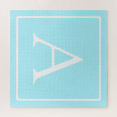 Einfaches Himmelblau-Monogramm Puzzle (Horizontal)