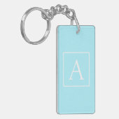 Einfaches Himmelblau Monogramm Schlüsselanhänger (Vorderseite links)