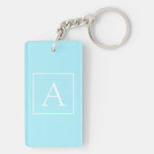 Einfaches Himmelblau Monogramm Schlüsselanhänger (Rückseite)