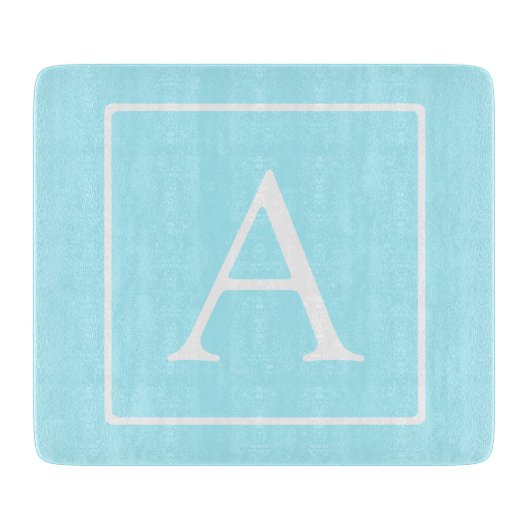 Einfaches Himmelblau-Monogramm Schneidebrett (Vorderseite)
