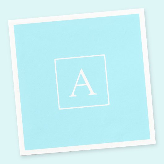 Einfaches Himmelblau Monogramm Serviette
