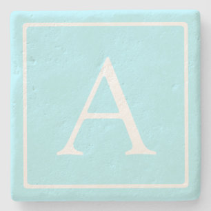 Einfaches Himmelblau-Monogramm Steinuntersetzer