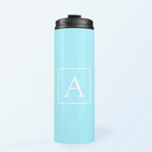 Einfaches Himmelblau-Monogramm Thermosbecher