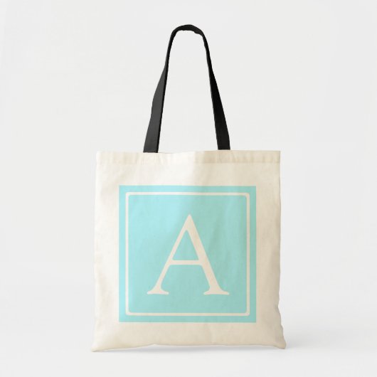 Einfaches Himmelblau-Monogramm Tragetasche (Vorne)