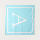 Einfaches Himmelblau Monogramm Wandteppich (Vorderseite (Horizontal))
