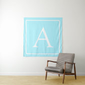 Einfaches Himmelblau Monogramm Wandteppich (Beispiel)