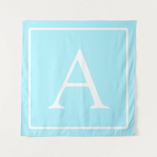 Einfaches Himmelblau Monogramm Wandteppich (Vorderseite)