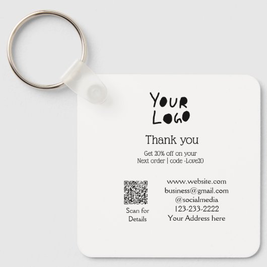 einfaches Hinzufügen von Logo/Design hier Text Q R Schlüsselanhänger (Vorderseite)