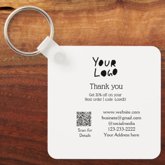 einfaches Hinzufügen von Logo/Design hier Text Q R Schlüsselanhänger (Vorderseite)