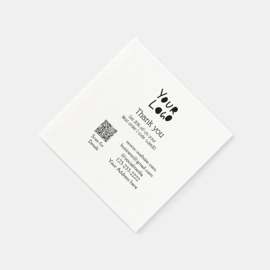 einfaches Hinzufügen von Logo/Design hier Text Q R Serviette (Ecke)