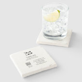 einfaches Hinzufügen von Logo/Design hier Text Q R Steinuntersetzer (Seitenansicht)