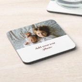 einfaches Hinzufügen von TEXT-CHRISTMAS IHRES FOTO Getränkeuntersetzer (Linke Seite)