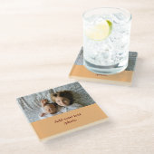 einfaches Hinzufügen von TEXT-CHRISTMAS IHRES FOTO Glasuntersetzer (Schrägansicht)