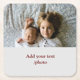 einfaches Hinzufügen von TEXT-CHRISTMAS IHRES FOTO Rechteckiger Pappuntersetzer