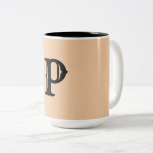 einfaches Hinzufügen von Text-Monogramm-Foto Zweifarbige Tasse