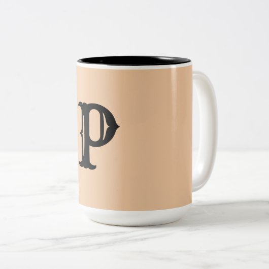 einfaches Hinzufügen von Text-Monogramm-Foto Zweifarbige Tasse (VorderseiteRechts)