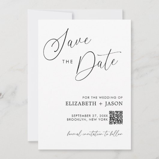 Einfaches Hochfahren mit QR-Code im Foto Save The Date (Vorderseite)