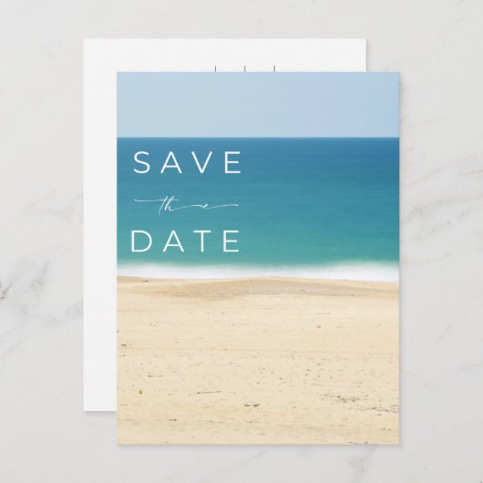 Einfaches Hochzeitbudget an der Strandküste Save t Ankündigungspostkarte (Vorne/Hinten)